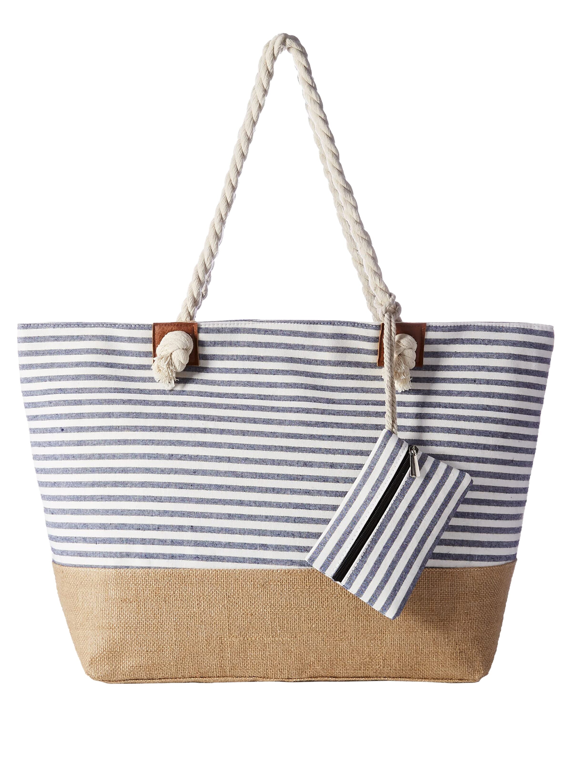 DonDon Beach Bag 'DonDon Strandtasche mit Reißverschluss Shopper Beach bag Badetasche Bunte Welt' in Grey: front