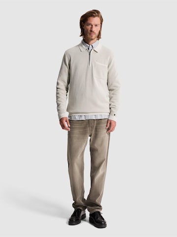 CAST IRON - Jersey 'Pullover with zip polo collar and chest pocket' en beige