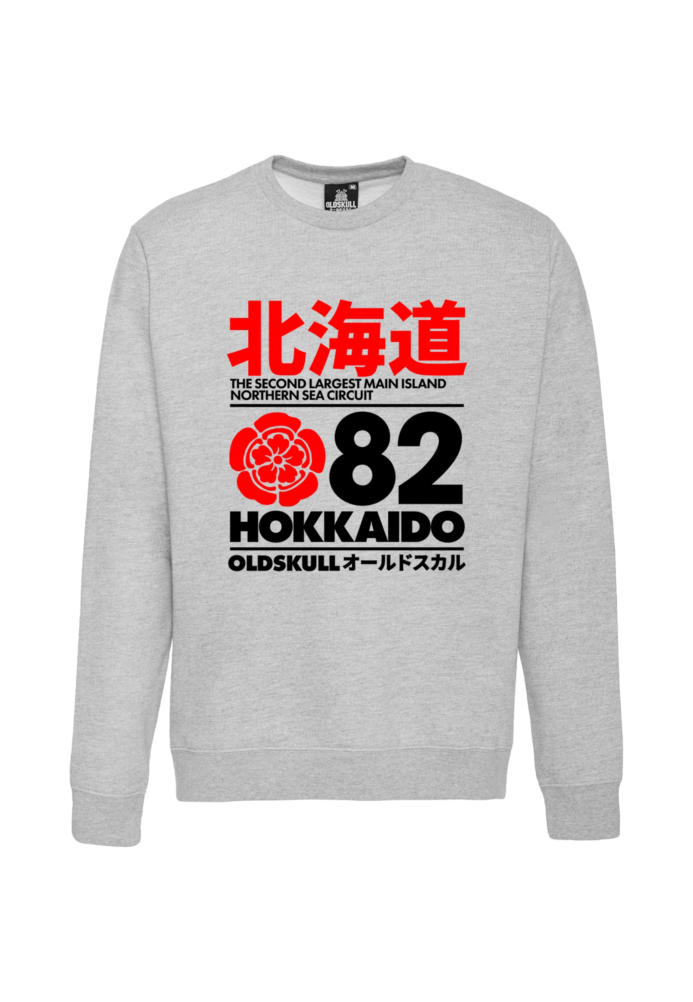 Oldskull Sweatshirt 'Retro Japan Island' in Grau: Vorderseite