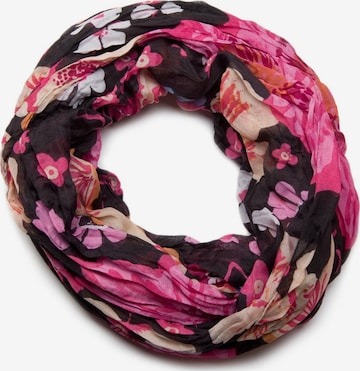 styleBREAKER Schlauchschal 'Loop mit Blumen Allover Print' in Schwarz: Vorderseite