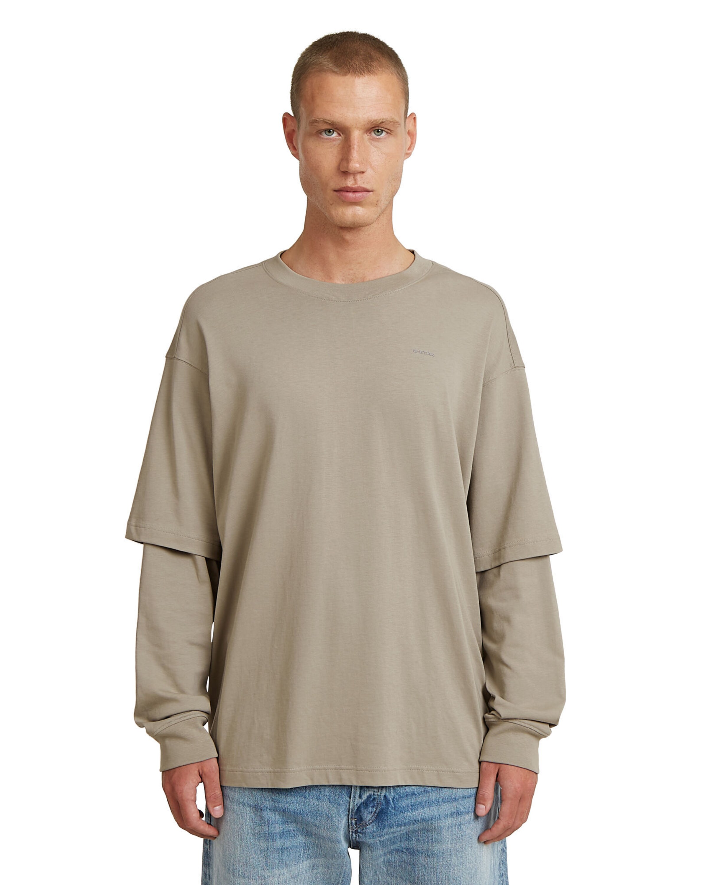 G-STAR T-Shirts-T-Shirt 'Double Sleeve Loose' in Beige: Vorderseite