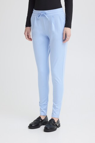 ICHI - Slimfit Calças com pregas ' Kate ' em azul: frente