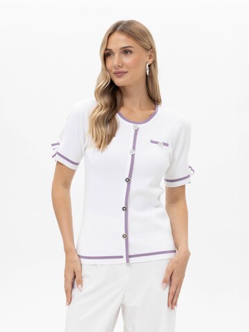 Passioni Pullover 'Weißes Shirt mit Flieder Schleifen'‌‌‌‌‌‌‌‌ in Weiß: Vorderseite