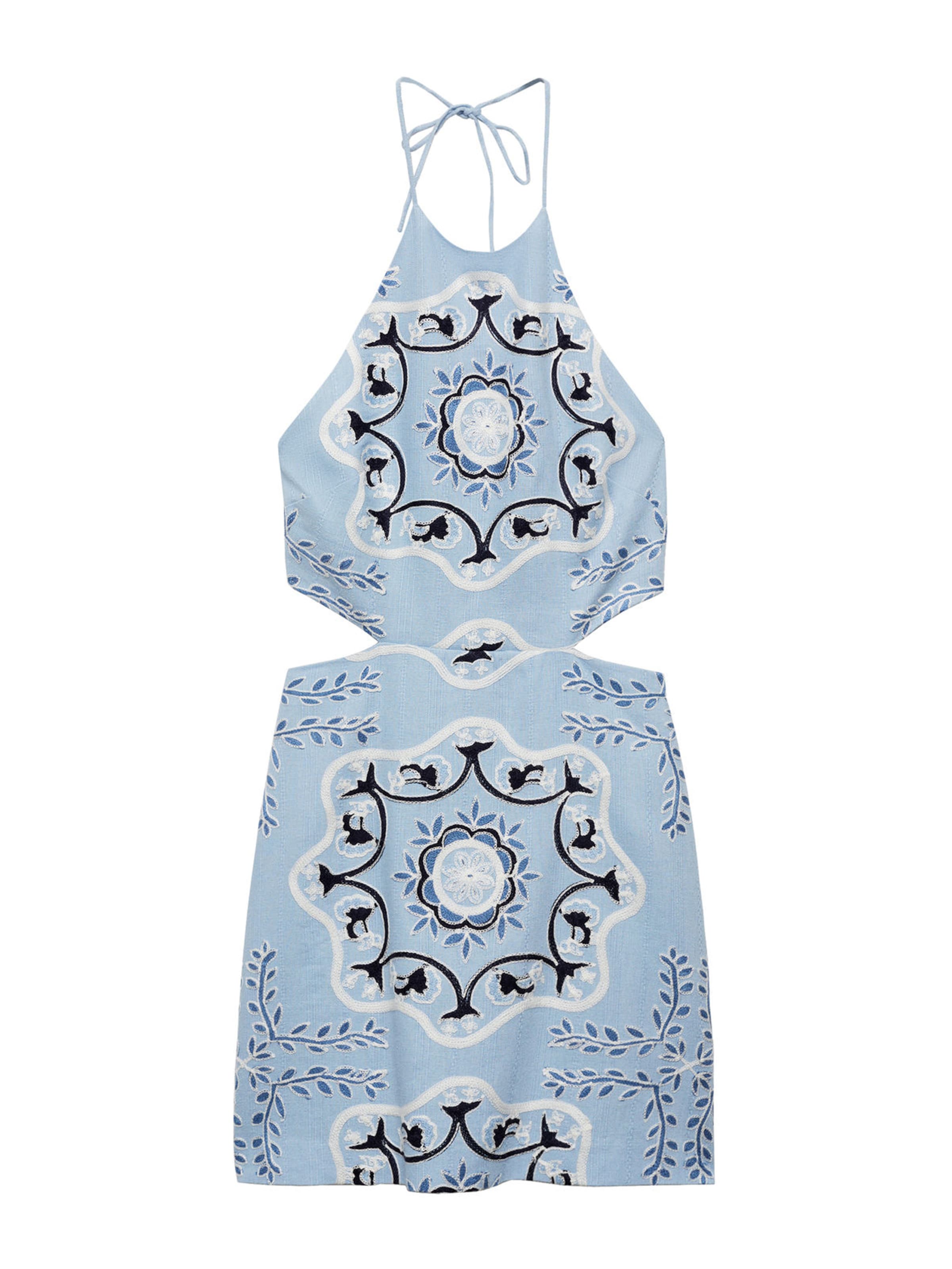 zafir / világoskék / fekete / fehér MANGO Ruha 'Frame', Termék nézet