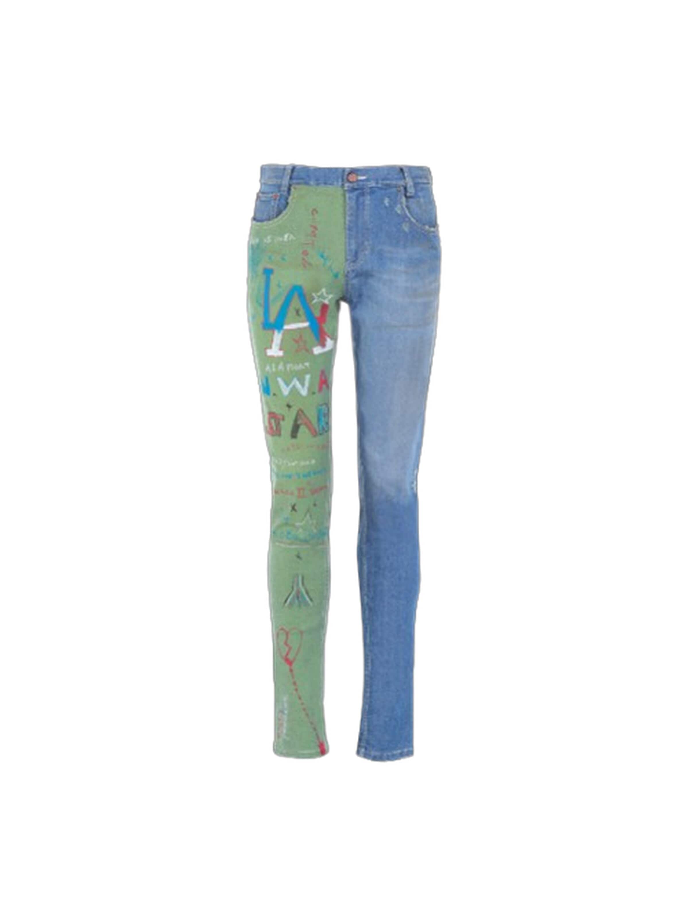 Yoxeone - Slimfit Vaquero 'GRAFF PEACE' en azul: frente