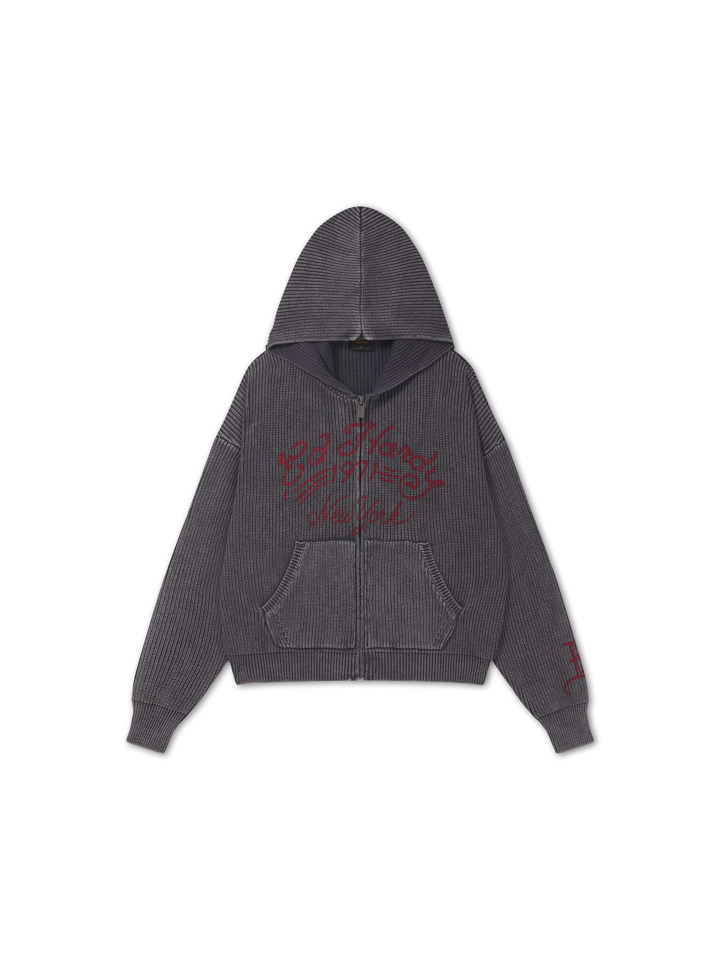Ed Hardy - Cárdigan 'Soaring Dragon' en gris: frente
