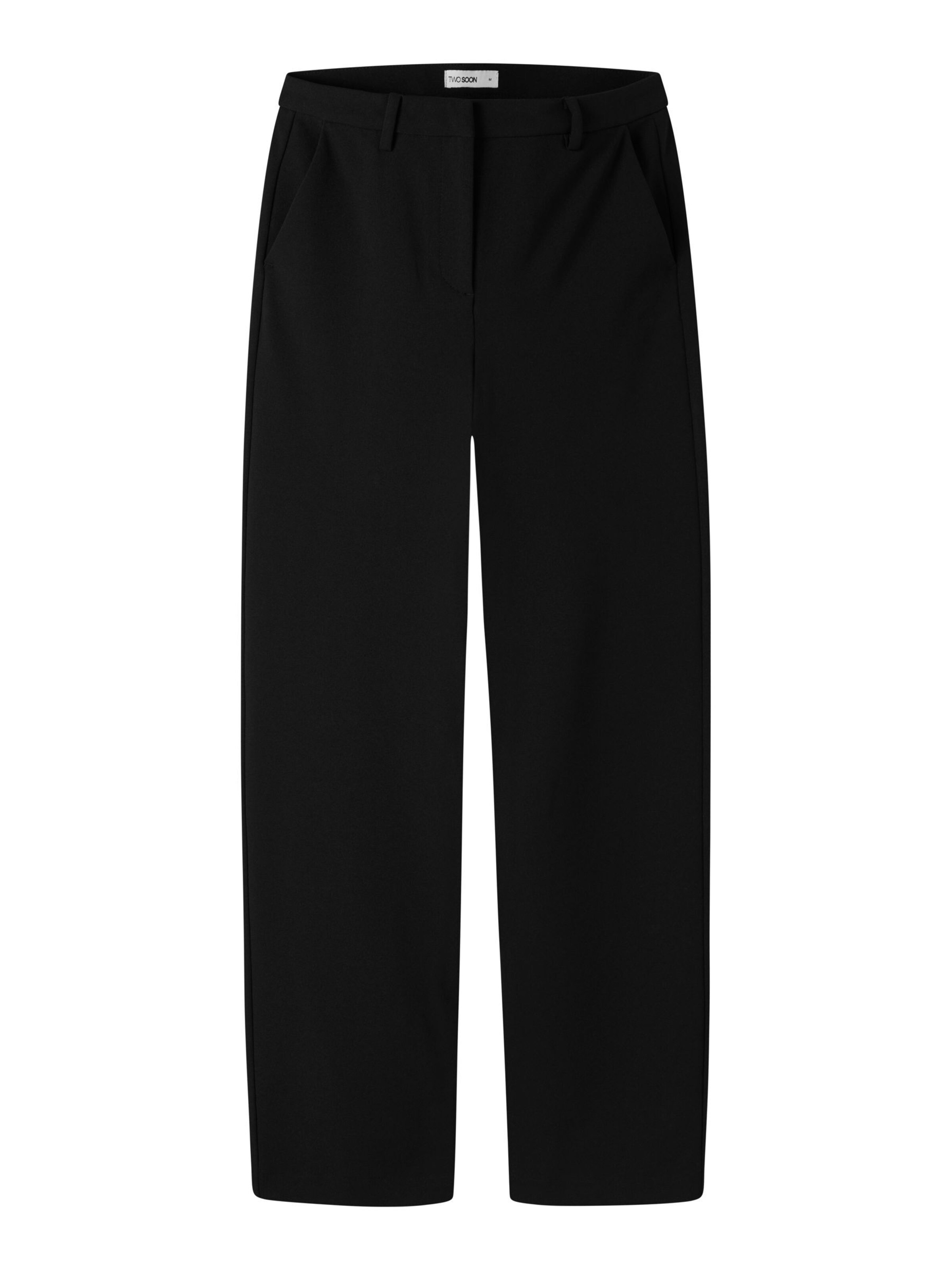 TWO SOON Regular Trousers in Black: front