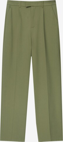 Pull&Bear Wide leg Pleated Pants in Green: front