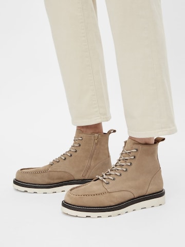 Bottines à lacets 'WOOD ' Bianco en beige : devant