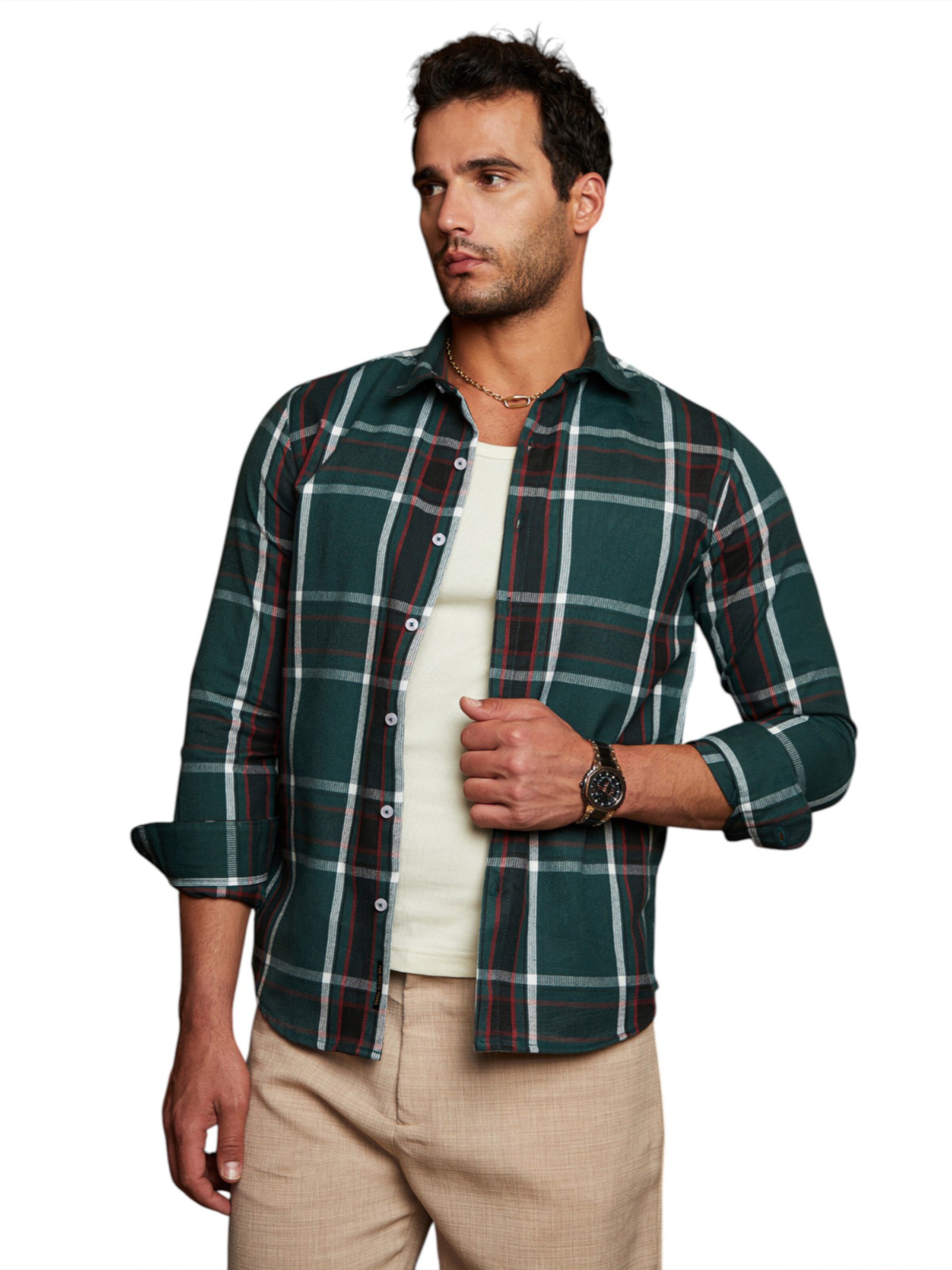 Campus Sutra Rovný strih Košeľa 'Coraline' - Zelená