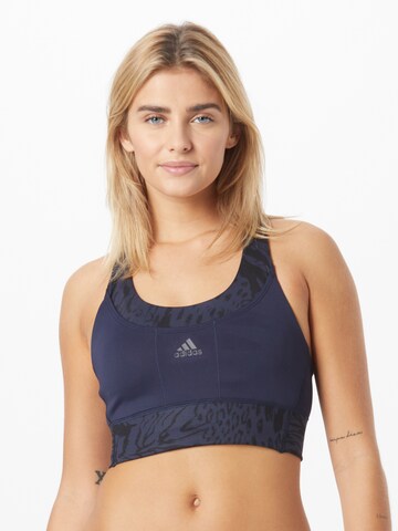 ADIDAS SPORTSWEAR Medium Support Urheilurintaliivit 'Medium Support Print' värissä sininen: edessä