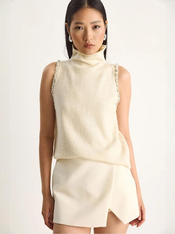 Bianco Lucci Gebreide top in Beige: voorkant