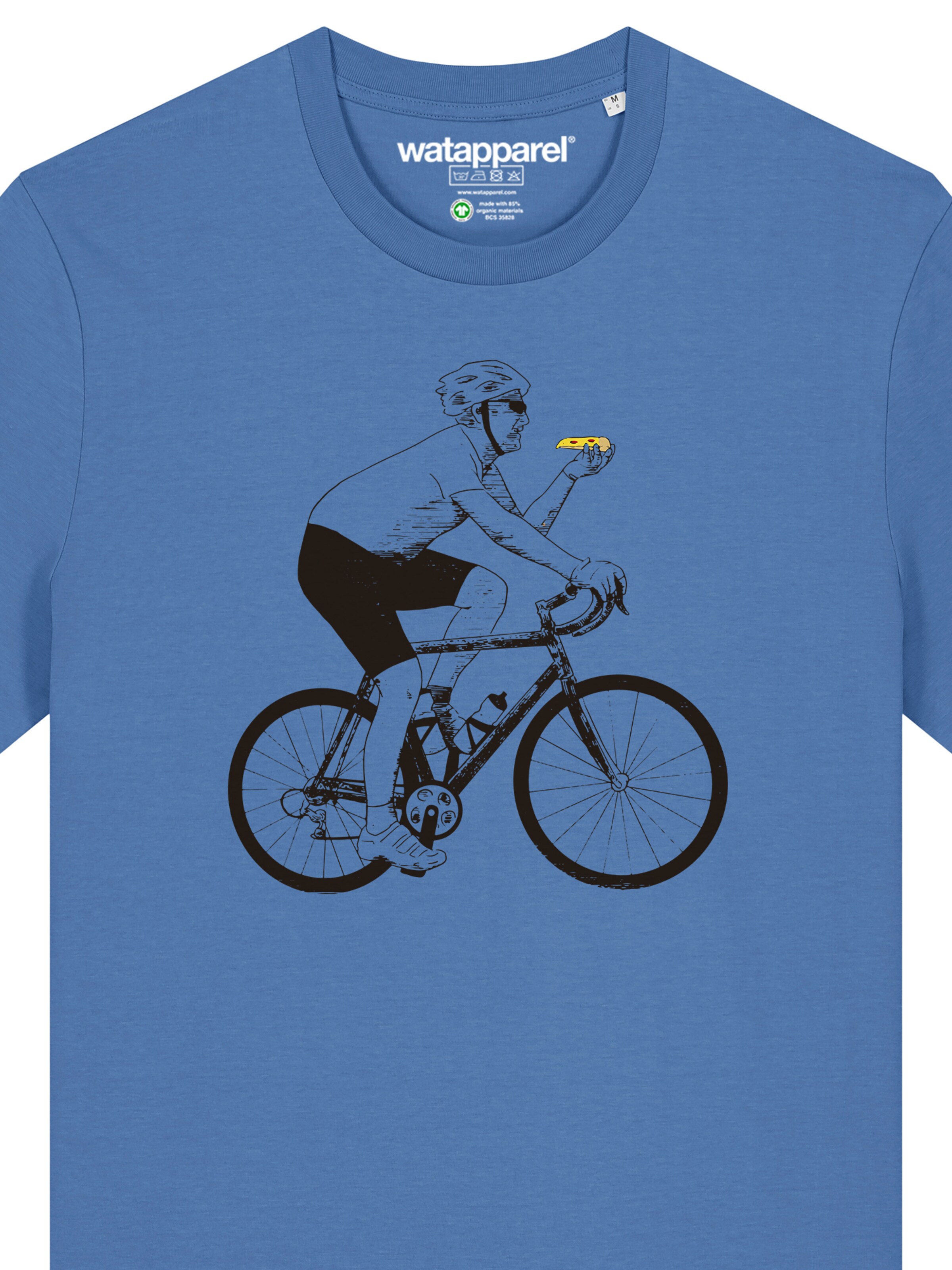 Watapparel Shirt 'Fahrrad und Pizza' in Blue