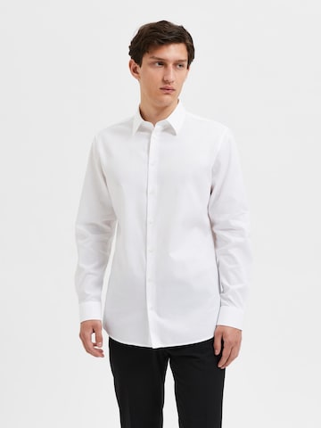 SELECTED HOMME Slim Fit Forretningsskjorte 'NATHAN' i hvid