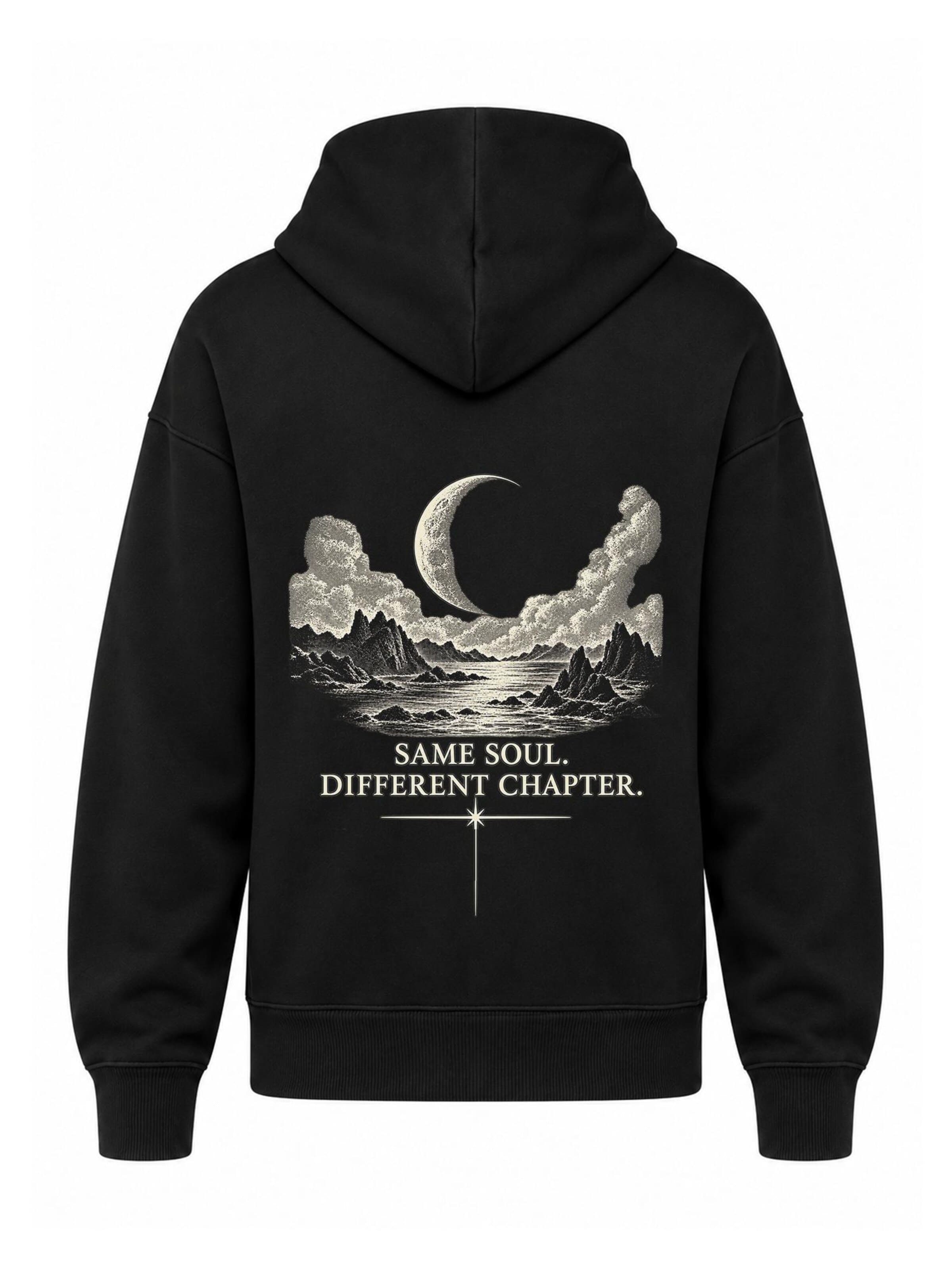 LUNØIR StudioSweater majica 'Different Chapter - Lunar Coast' - crna boja: prednji dio