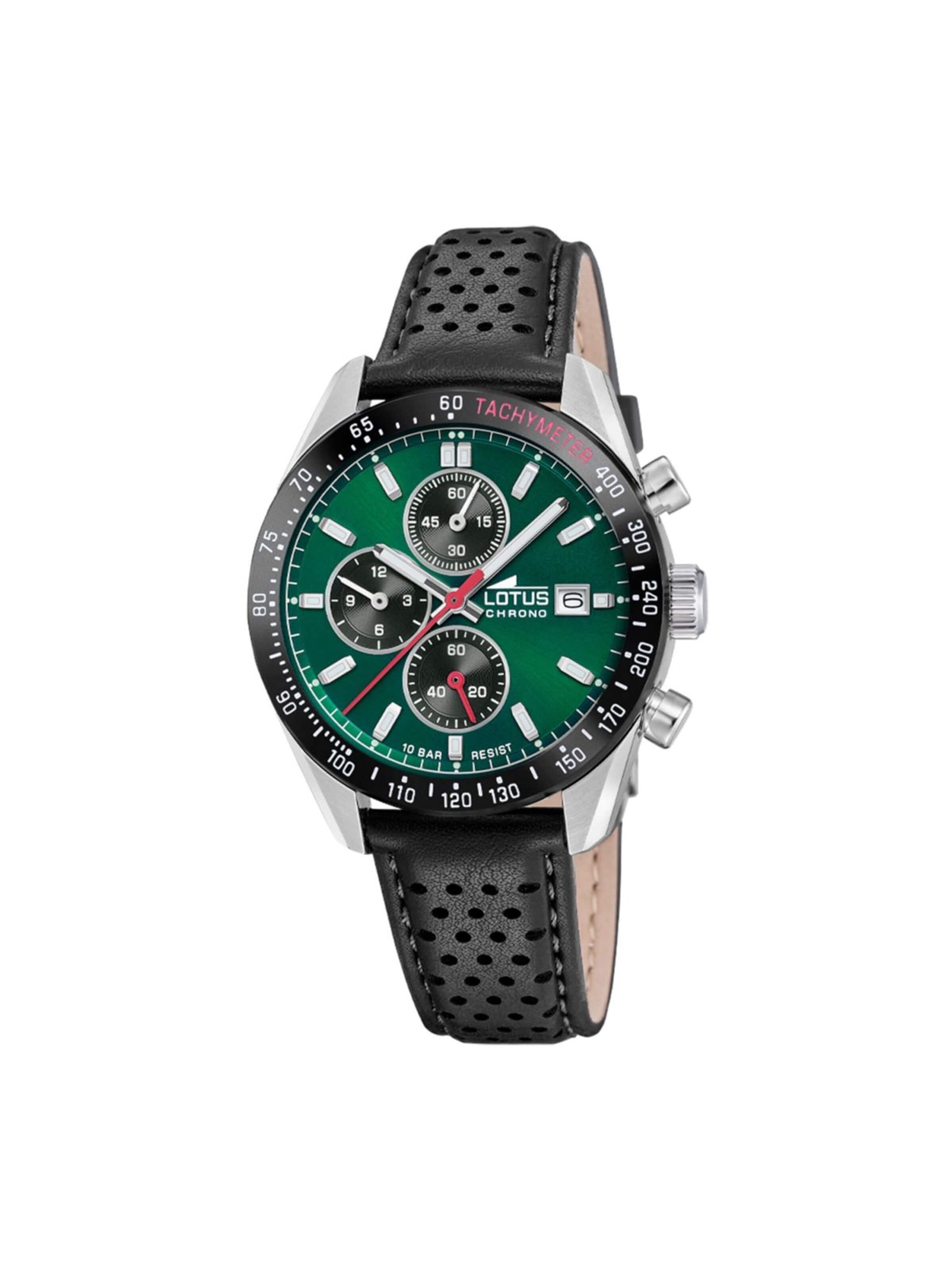 Lotus Analoog horloge in Groen: voorkant