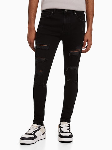 Coupe slim Jean Bershka en noir : devant