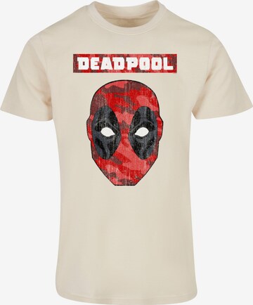 ABSOLUTE CULT T-Shirt 'Deadpool - Camo Head' in Beige: predná strana