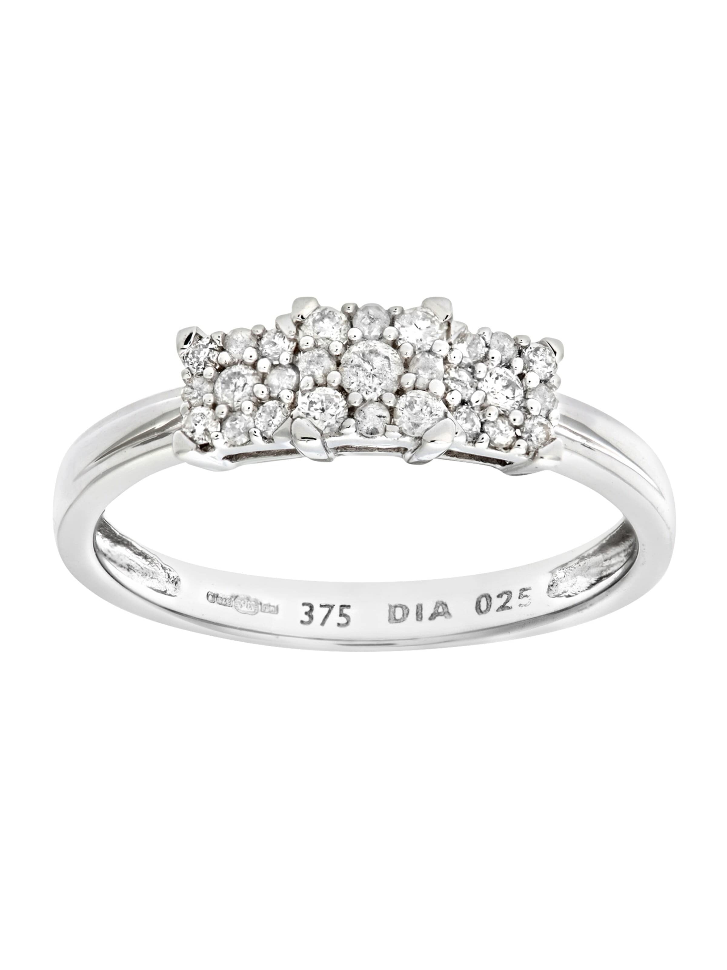 DIAMANT LETERNEL Ring 'Cluster-Ring aus 375 Weißgold mit Diamant' i sølv: forside
