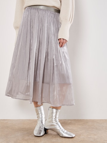 Apricot Stud Metallic Shimmer Mesh Midi Skirt ' ' in Silber