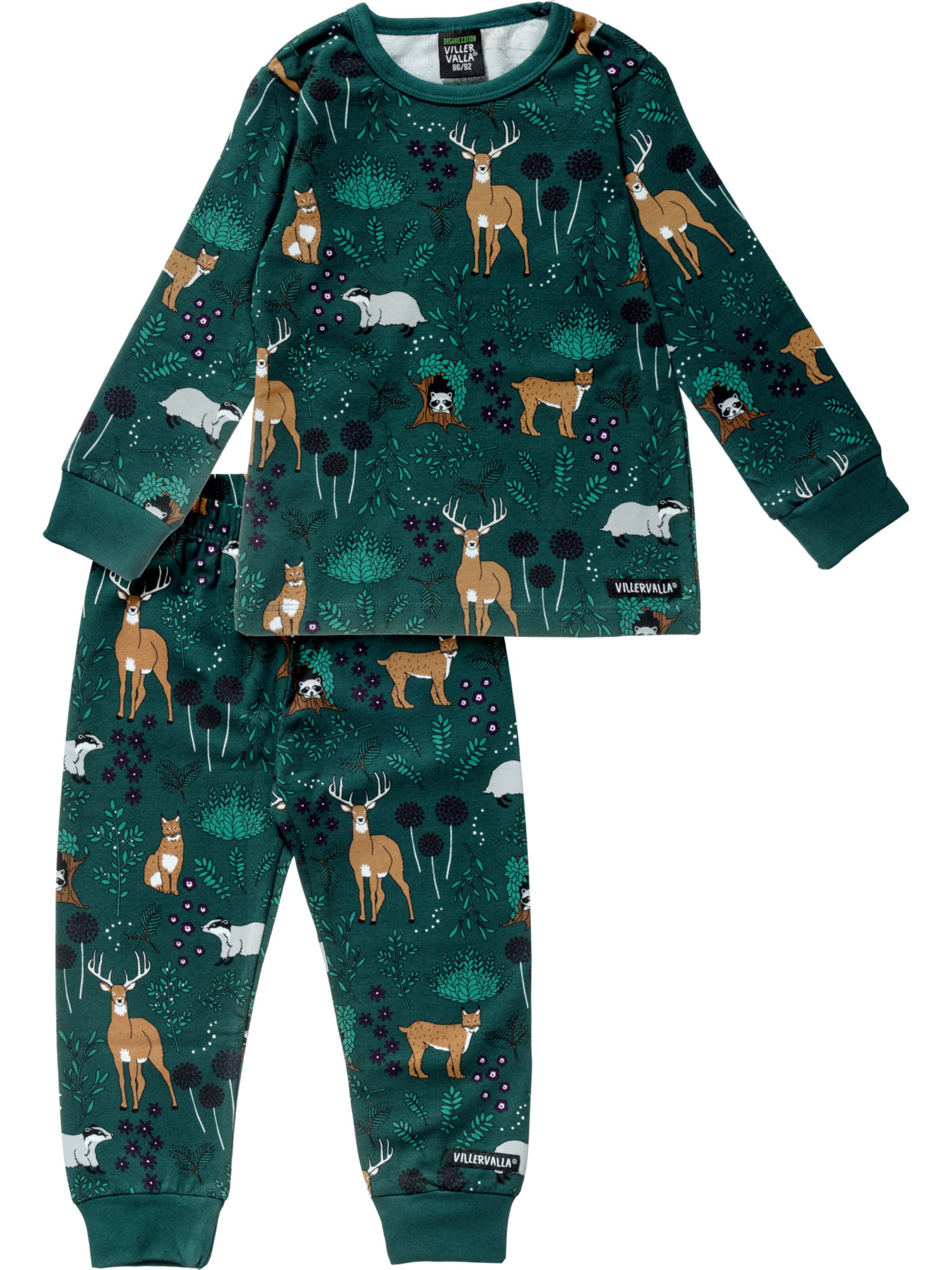 Villervalla Schlafanzüge 'Winter Forest' in Grün: Vorderseite