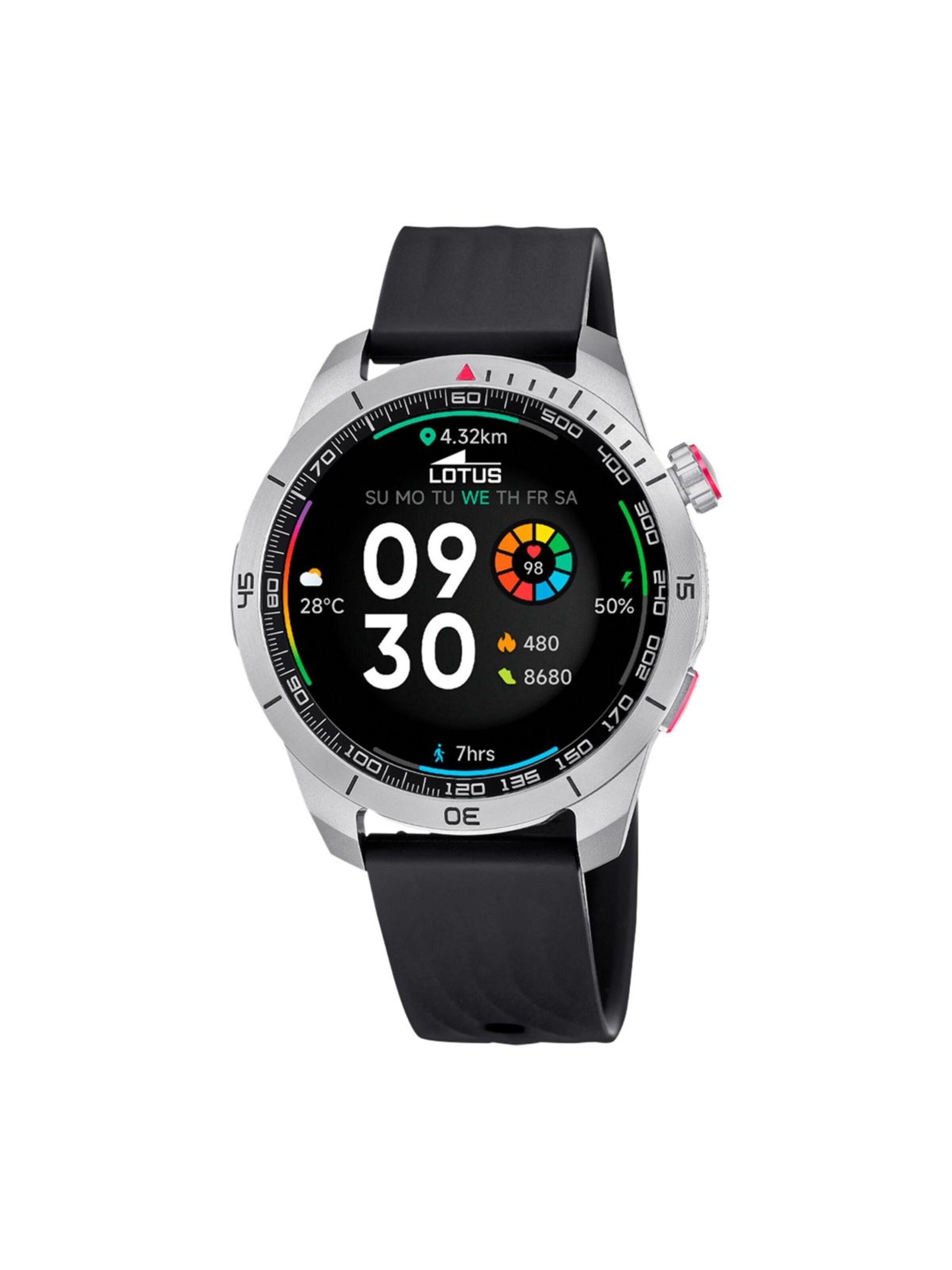 Montre digitale 'Lotus - Smartwatch Smartime Paso X - Quartz watch movement - Watch case width: 48.52 mm' Lotus en noir : devant