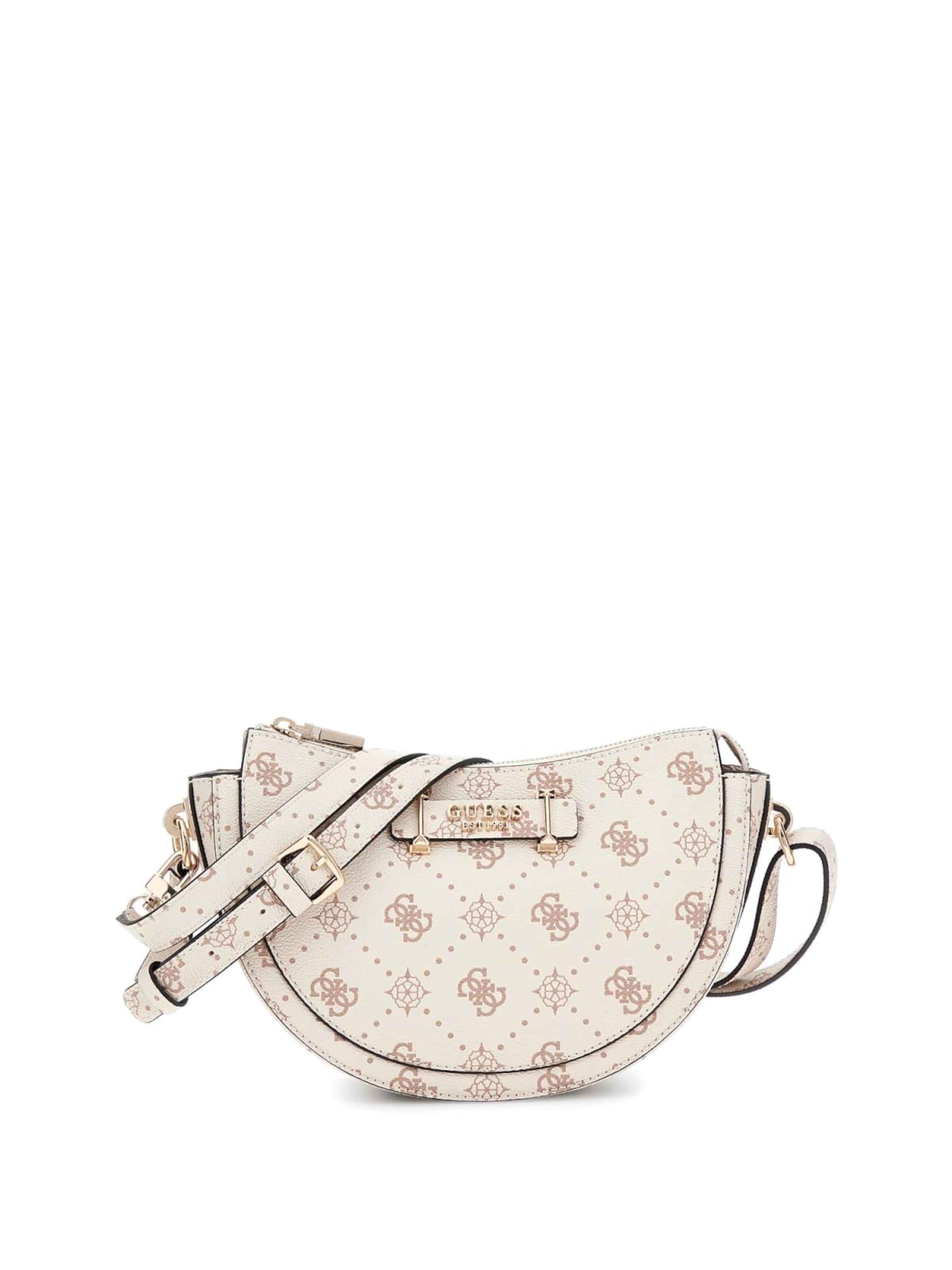 GUESS - Bolso de hombro 'Guess Sac BandouliÃ¨re Silia Girlfriend Sat Vanilla Logo GP989018' en blanco: frente