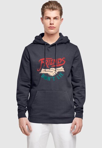 ABSOLUTE CULT Sweatshirt 'Stranger Things - Friends Dont Lie Hands' in Blauw: voorkant