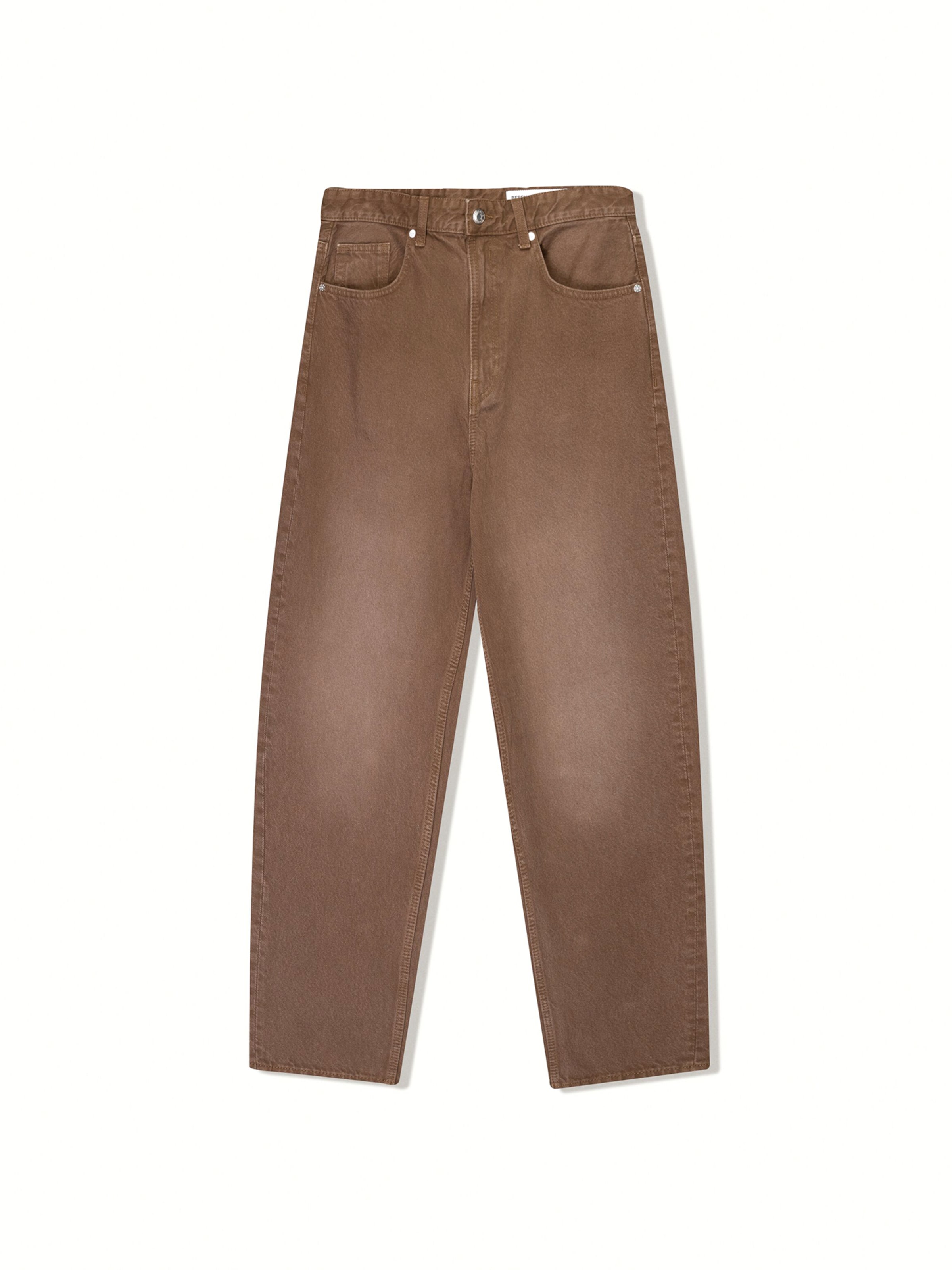 Bershka Широка кройка Дънки в кафяво: отпред