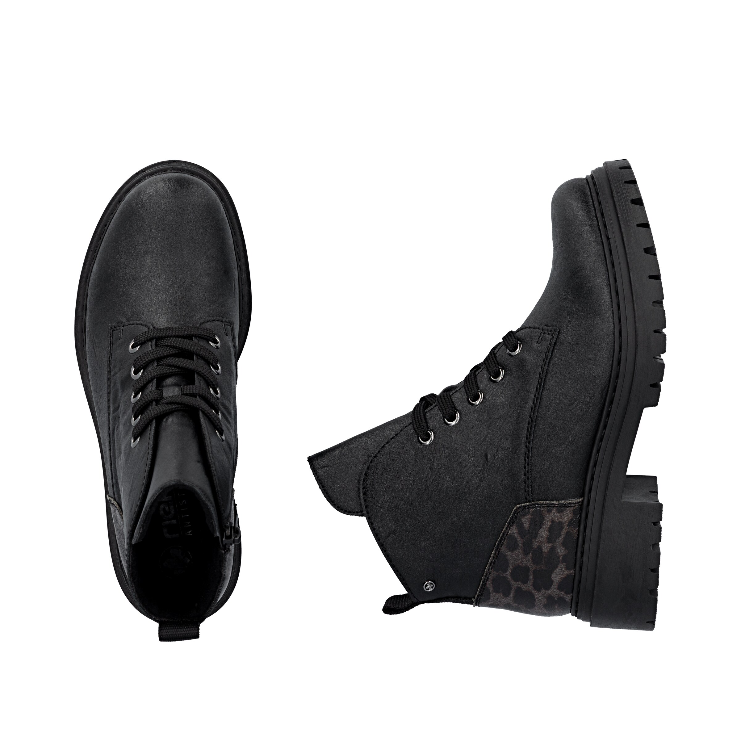Rieker Lace-Up Ankle Boots in Black