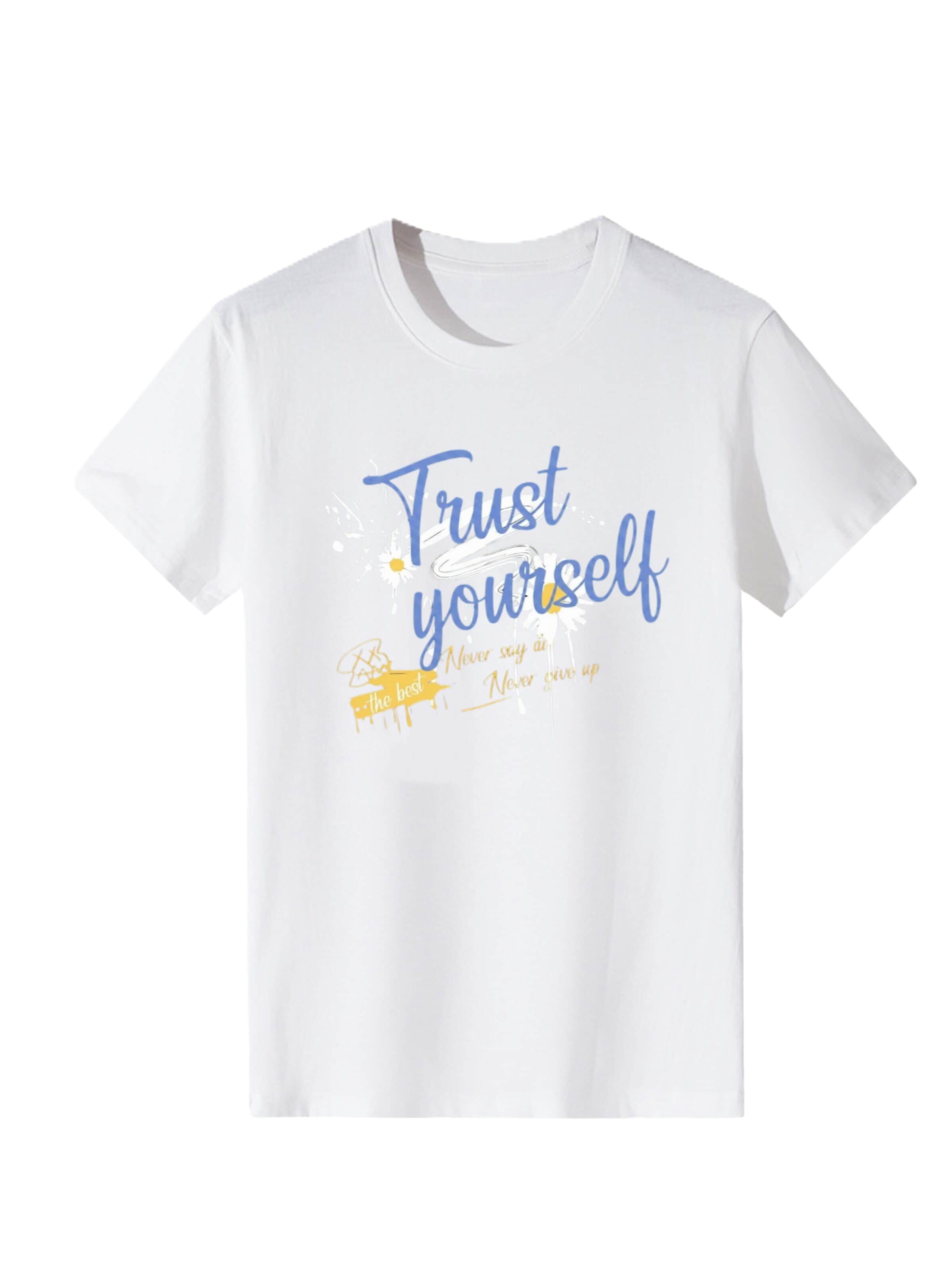 T-shirt 'Women Fresh Daisy Trust Yourself Print T-Shirt' LapaPlus en blanc : devant