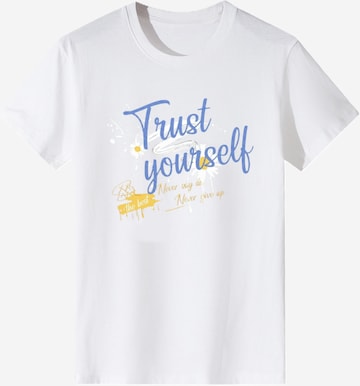 T-shirt 'Women Fresh Daisy Trust Yourself Print T-Shirt' LapaPlus en blanc : devant