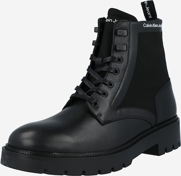 Calvin Klein Jeans Lace-Up Boots in Black: front