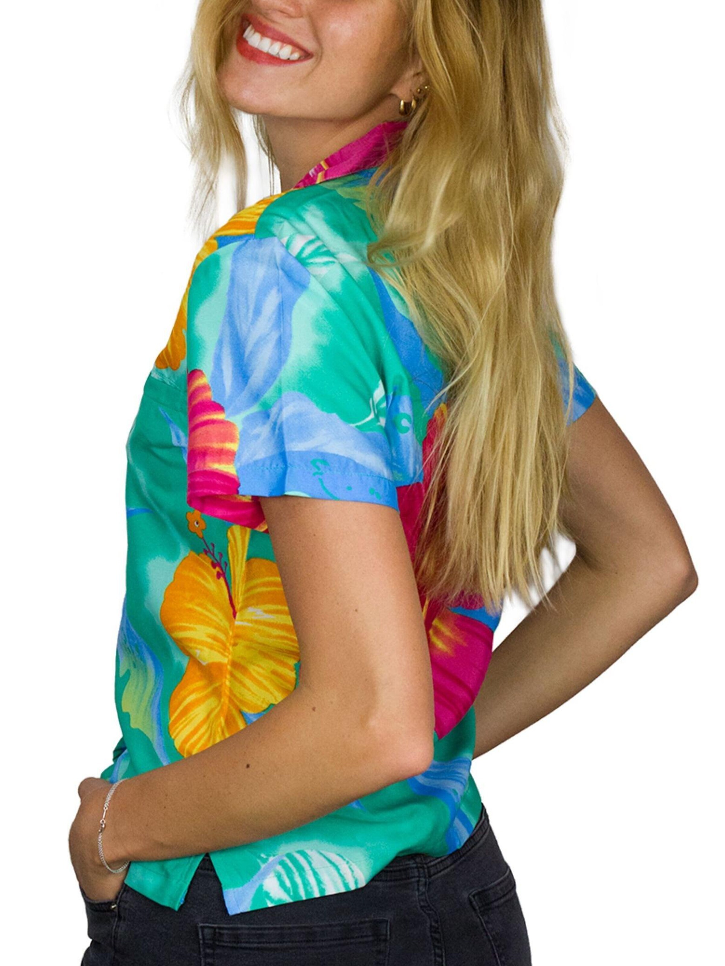 King Kameha Bluse 'Big Flower'‌‌ in Blau