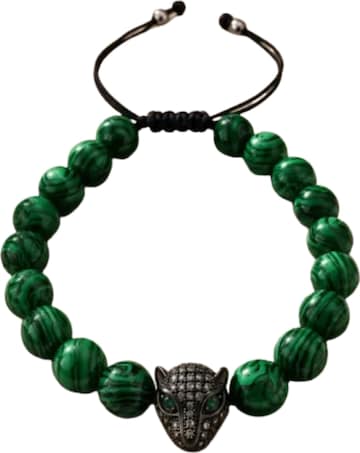 Bracelet 'Malachite Panther Beaded Bracelet' THE GEM STORIES JEWELRY en vert : devant
