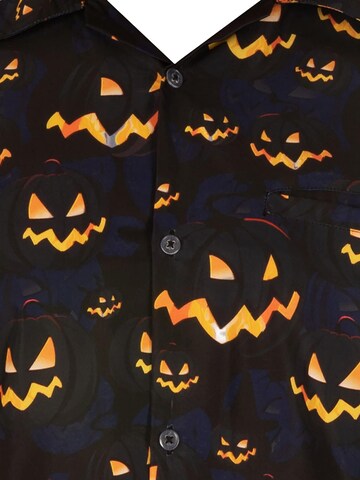 Maglietta 'Helloween Pumpkin Allover' di King Kameha in nero