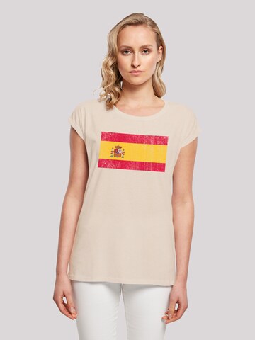 F4NT4STIC Shirt 'Spain Spanien Flagge distressed' in Beige: voorkant