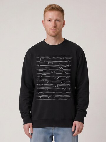 Felpa 'Doodle Cats' di Watapparel in nero: frontale