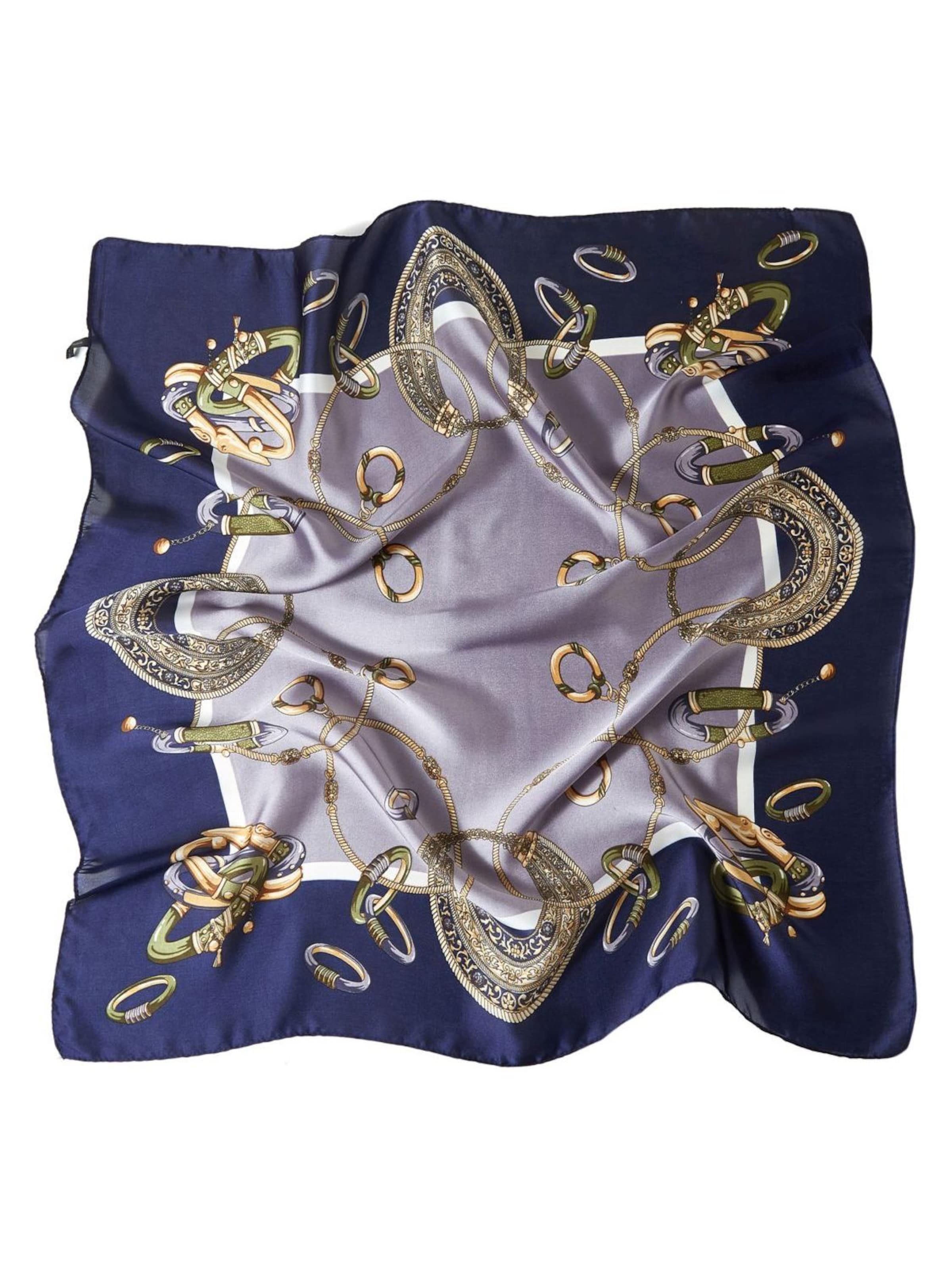 alberto cabale Scarf 'Petit carré de Soie Multirings Cléo' in Blue: front