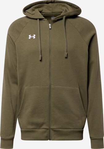 UNDER ARMOUR Athletic Zip-Up Hoodie 'Rival' in Green: front