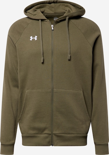 UNDER ARMOUR Athletic Zip-Up Hoodie 'Rival' in Khaki / White, Item view
