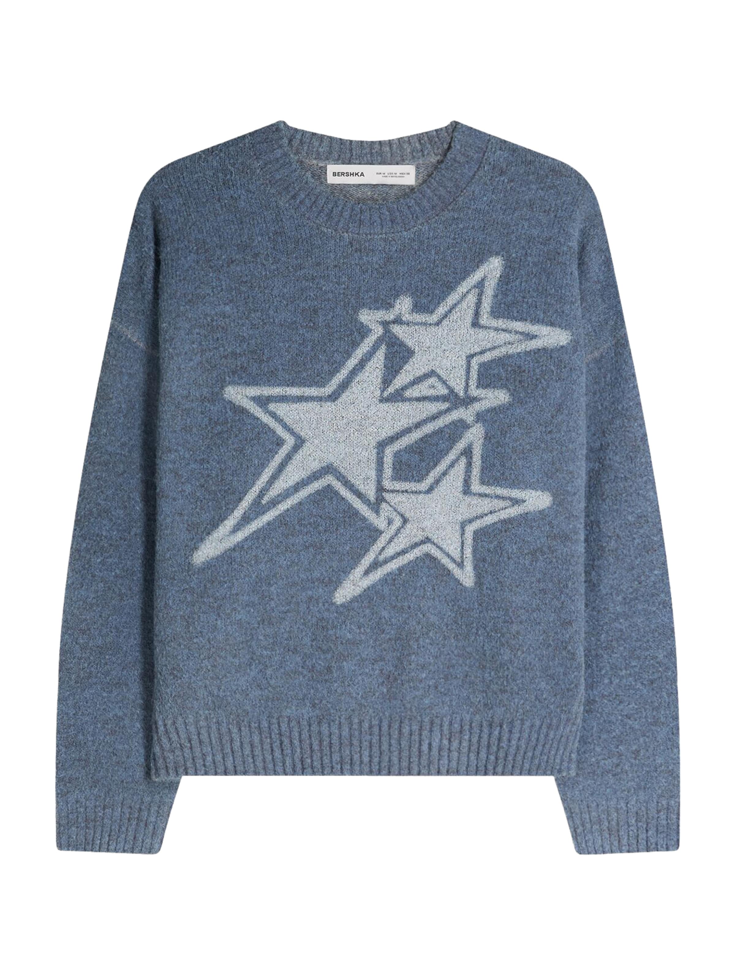 Pulover de la Bershka pe albastru: față