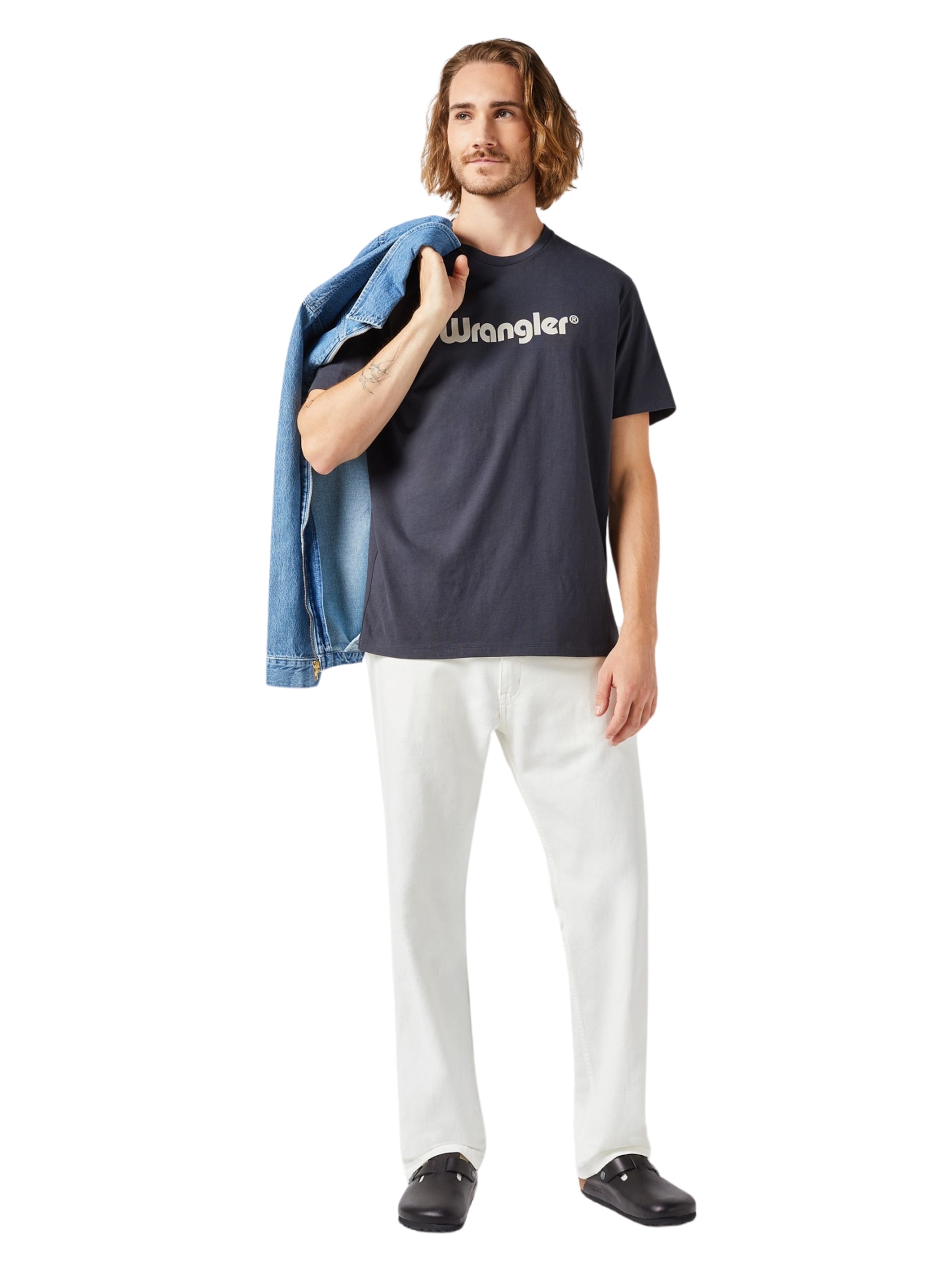 WRANGLER Тениска 'LOGO TEE' в черно