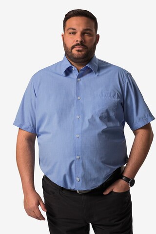 Men Plus Comfort fit Button Up Shirt in Blue: front