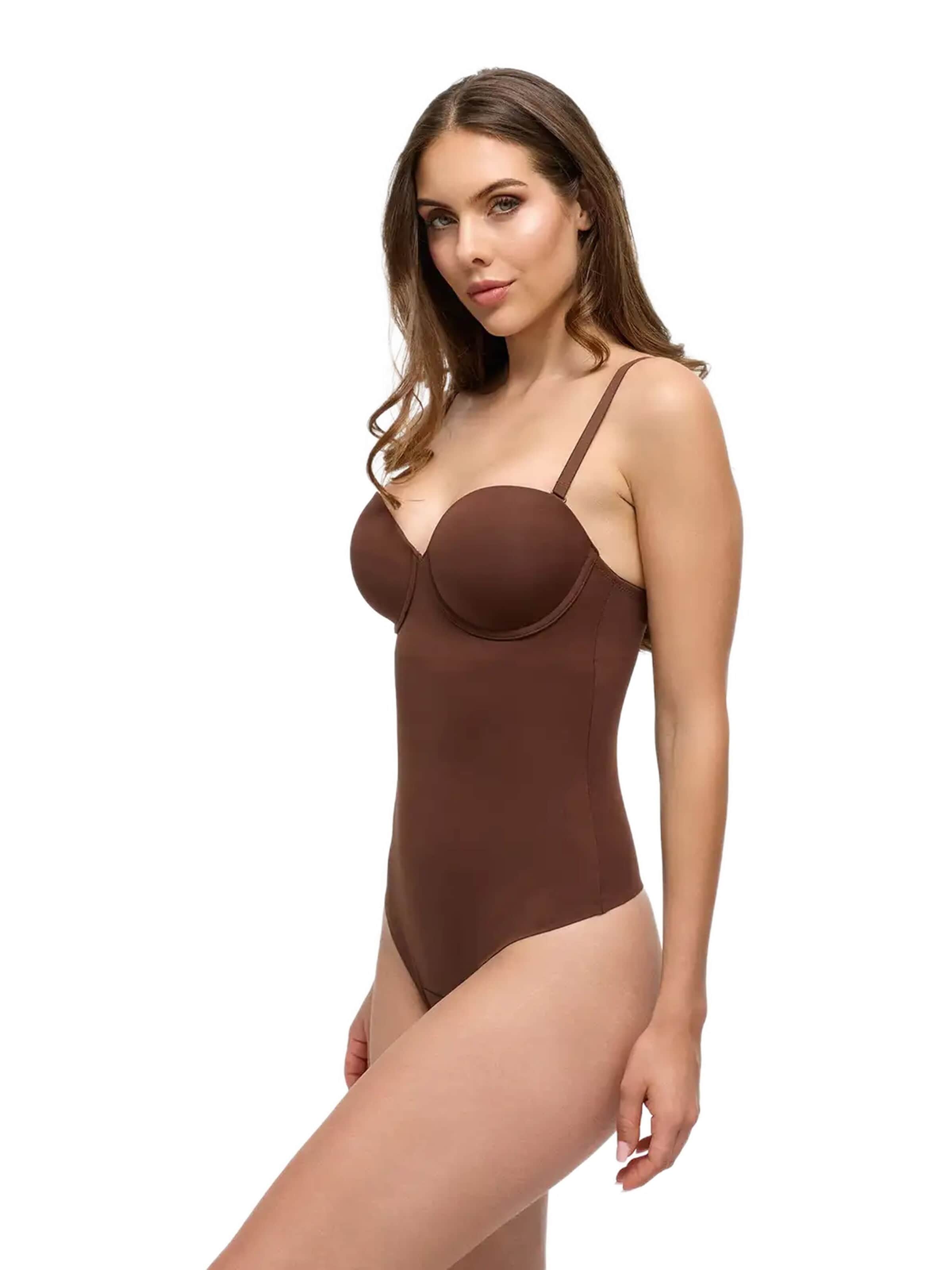 cfab - Body moldeador 'Push-Up Bodysuit mit String' en marrón
