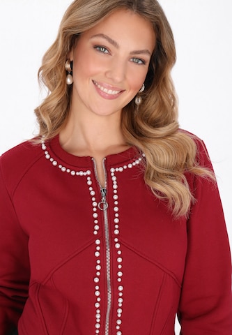 faina - Sudadera con cremallera en rojo