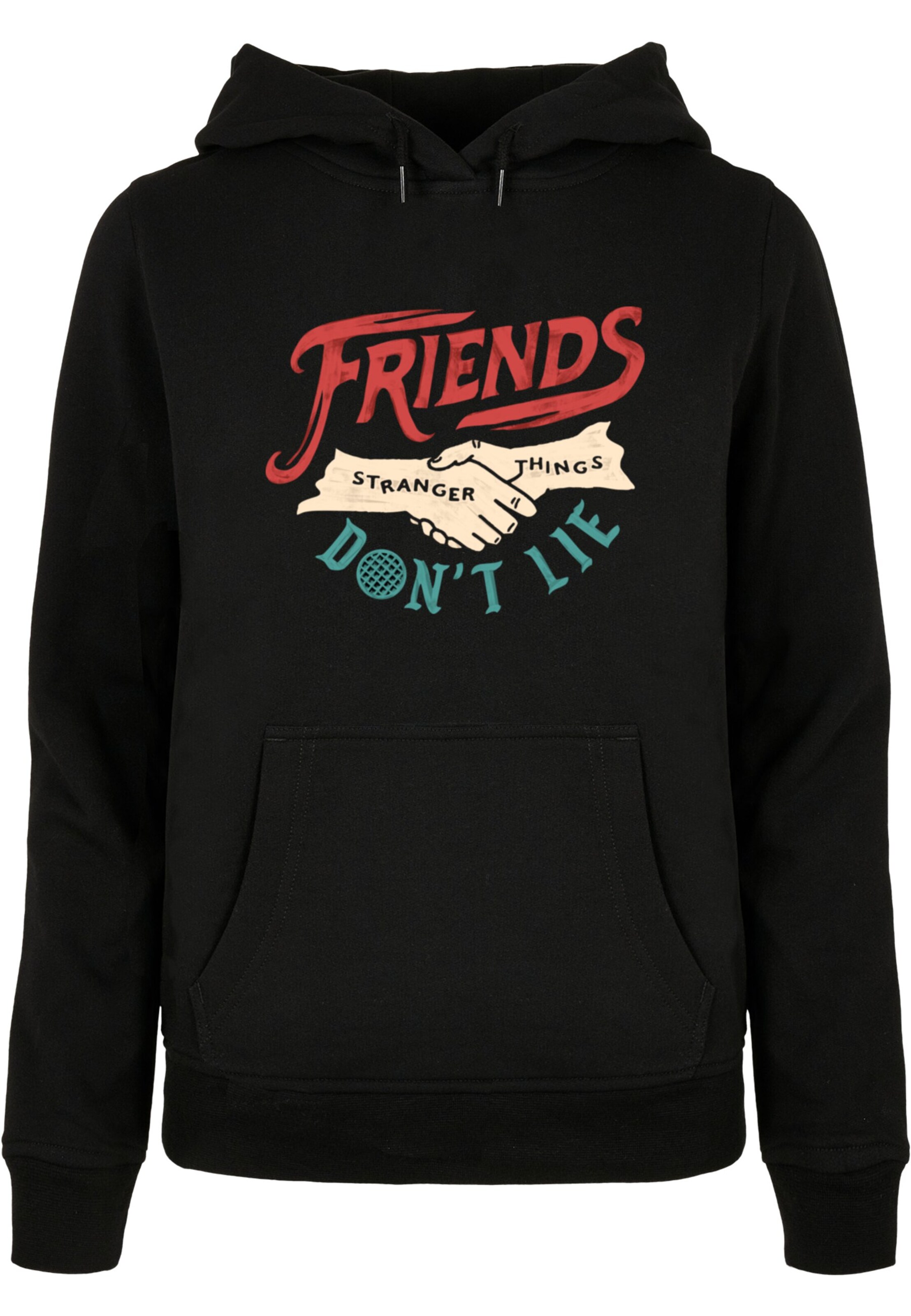 ABSOLUTE CULT Sweatshirt 'Stranger Things - Friends Dont Lie Hands' in Black: front
