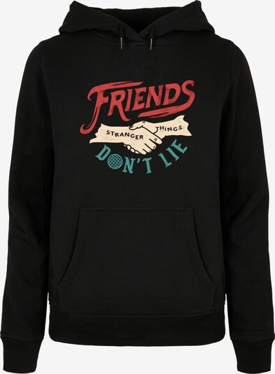 ABSOLUTE CULT Sweatshirt 'Stranger Things - Friends Dont Lie Hands' in beige / cyanblau / blutrot / schwarz, Produktansicht