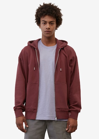 Marc O'Polo Zip-Up Hoodie in Red: front