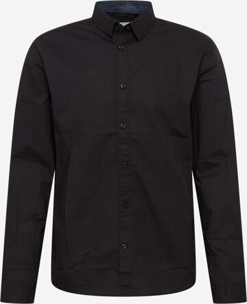 TOM TAILOR Button Up Shirt in Black: front